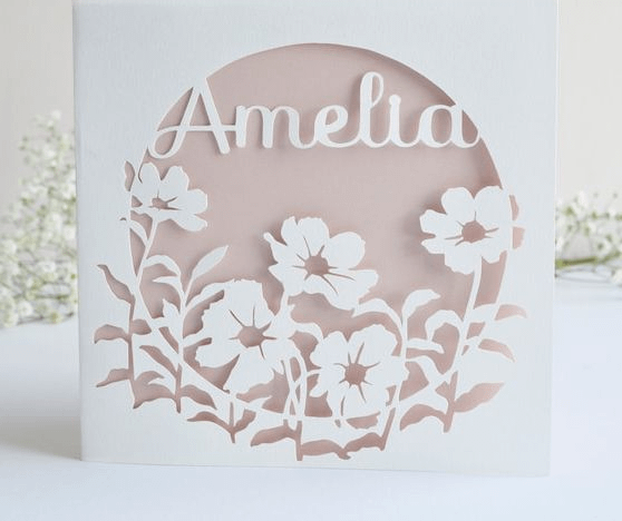Personalized Floral Cut Birthday Card