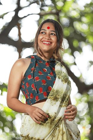 Bawra:- Halter Green Bindi Hoodie Blouse