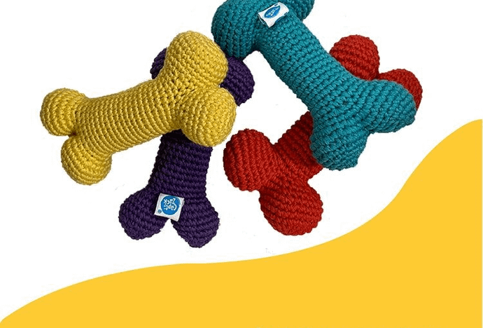 Crochet Bone Bisquit, Dog Toy