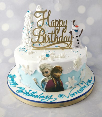 Frozen themed single tier cake