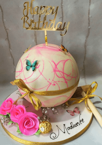 Floral Pink Pinata Cake