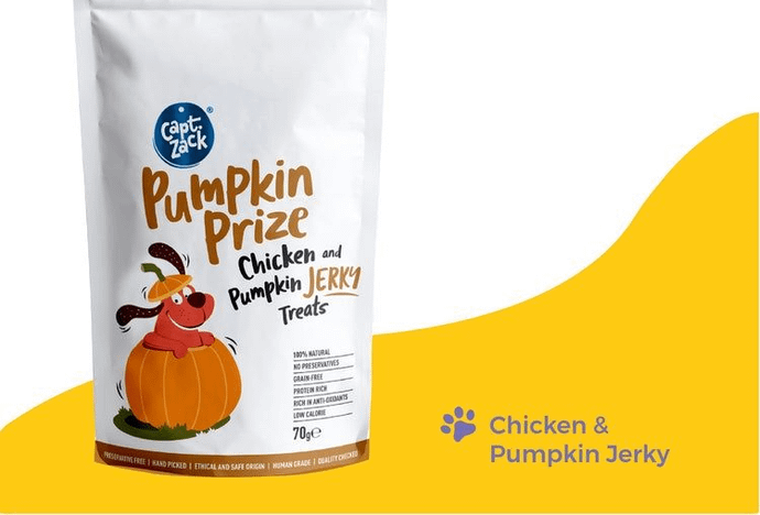 Pumpkin Prize Real Chicken Jerky Human Grade Treats for Dogs, 70g