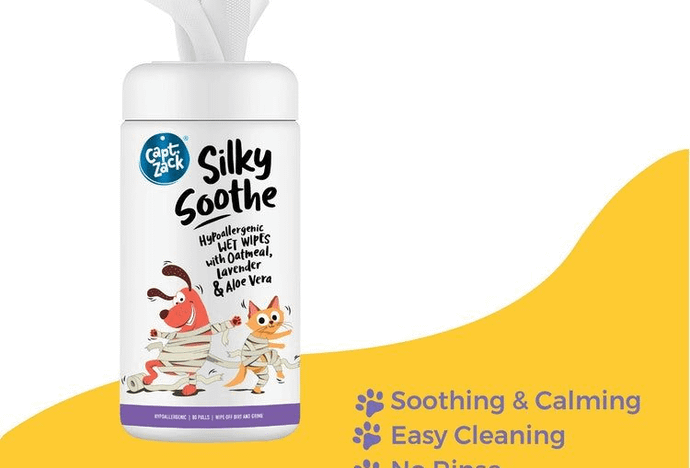 Captain Zack Silky Soothe Hypoallergenic Pet Wipes, 80 Wipes