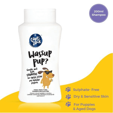 Captain Zack Wassup Pup? Gentle & Safe Shampoo for Puppies, 200 ml