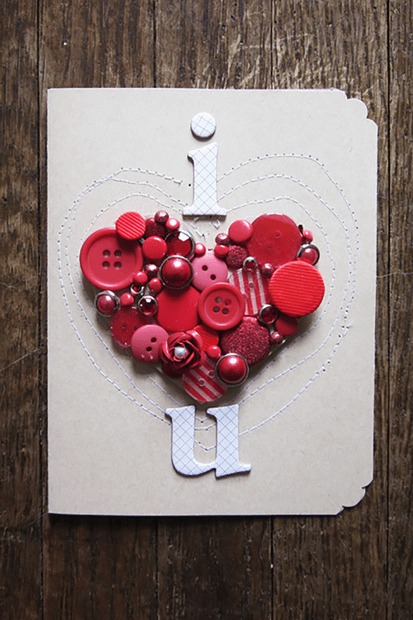 Button Heart Valentine's Day Card