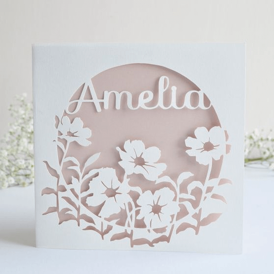 Personalized Floral Cut Birthday Card