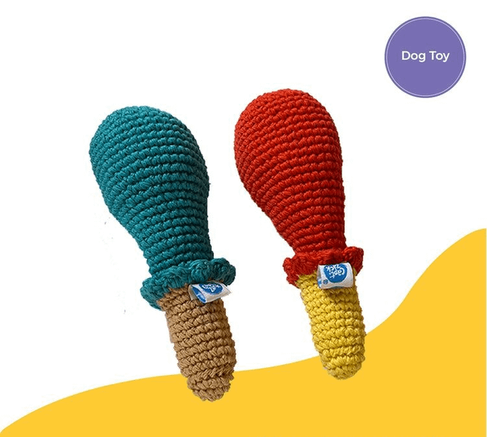 Crochet Chicken Drumstick, Dog Toy