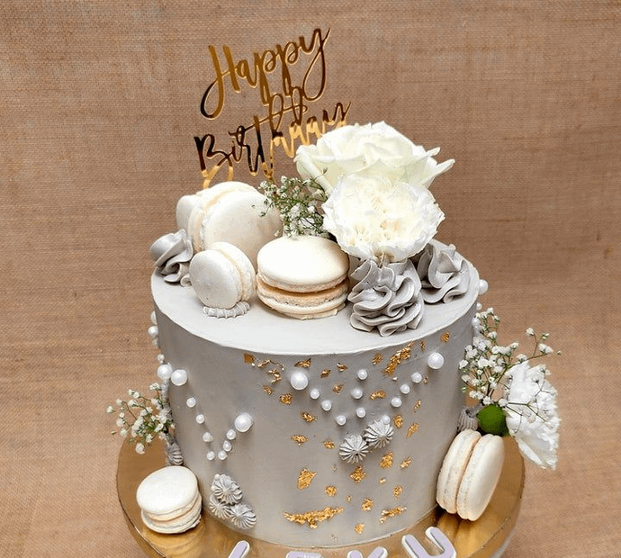 Floral Grey Cake