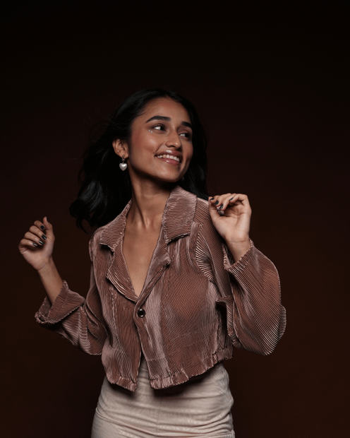 Pleated Blush Cardigan