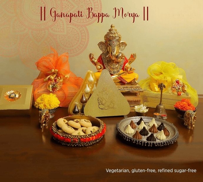 Ganesha Chaturthi Vegan Modak Chocolate and Vegan gluten free cookies