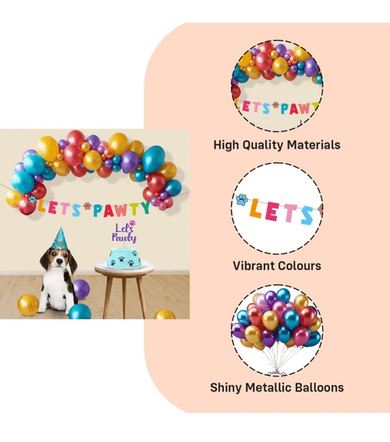 Doggo Birthday Combo ( Cake + Decor) - Red - Lets Pawty