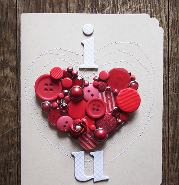 Button Heart Valentine's Day Card