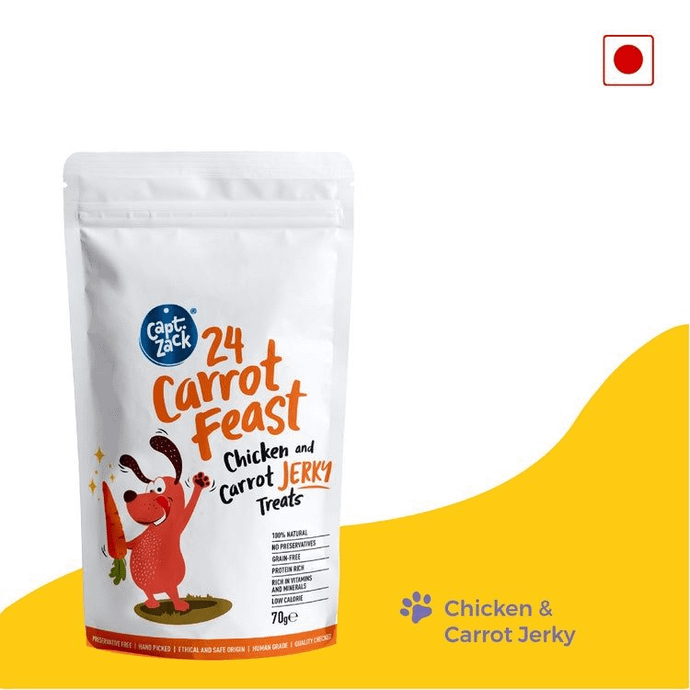 Carrots Feast Real Chicken Jerky Human Grade Treats for Dogs, 70g 