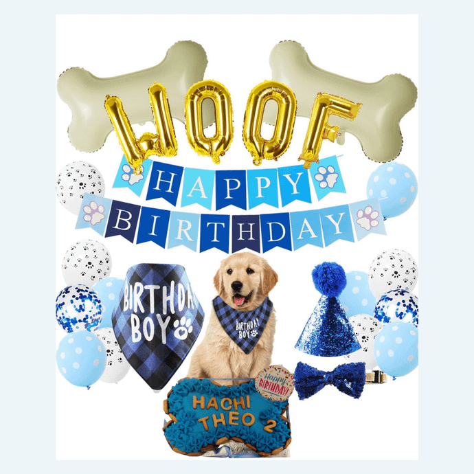 Doggo Birthday Combo ( Cake + Decor) - Blue