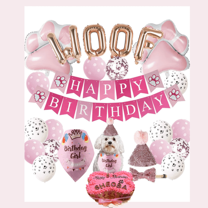 Doggo Birthday Combo ( Cake + Decor) - Pink