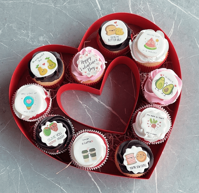 Pun-tastic Valentine Cupcakes (Box of 10)