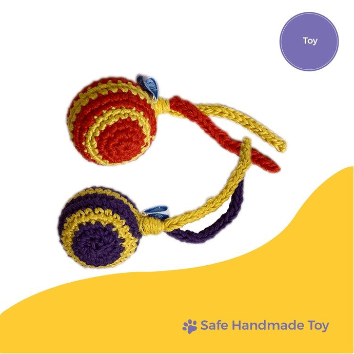 Crochet Stripped Ball, Large, Dog Toy