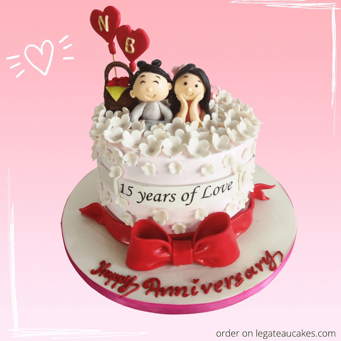 Adorable Couple Anniversary Cake