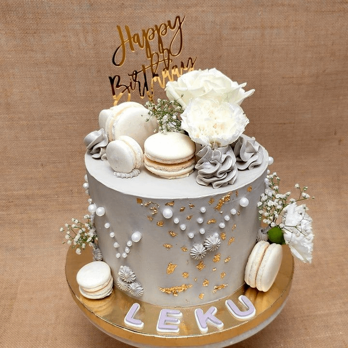 Floral Grey Cake