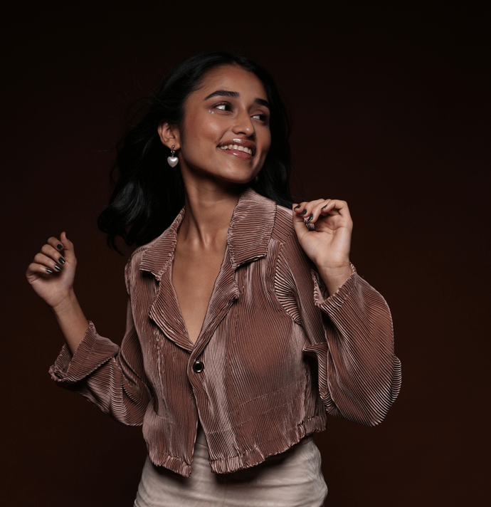 Pleated Blush Cardigan