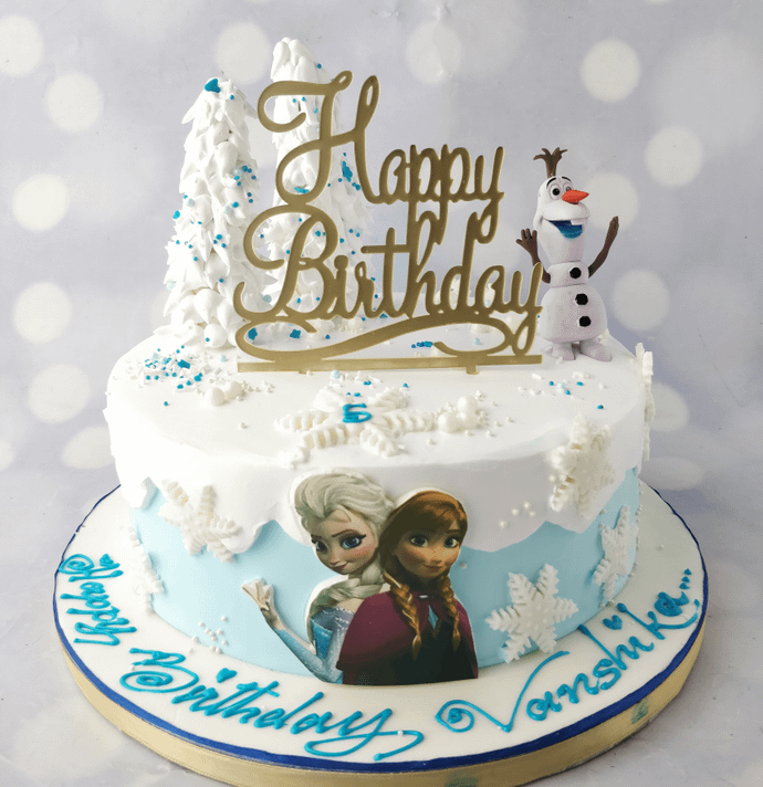 Frozen themed single tier cake 