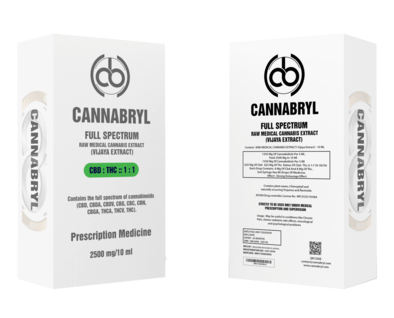 CANNABRYL 2500 mg, 1:1 (CBD vs THC ratio ) , 10 ml RAW Extract in Vial