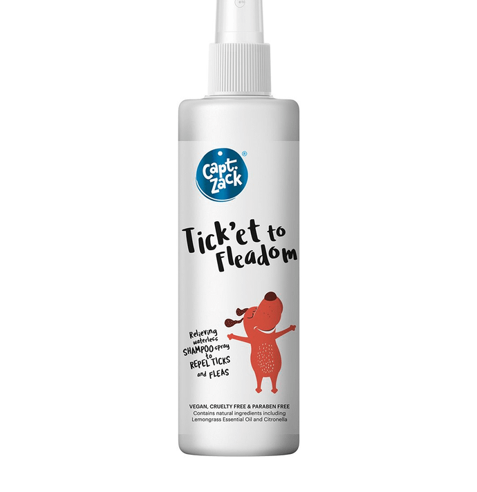 Captain Zack Tick’et to Fleadom Waterless Shampoo Spray for Dogs, 250 ml