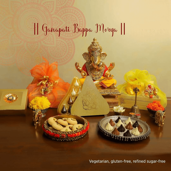 Ganesha Chaturthi Vegan Modak Chocolate and Vegan gluten free cookies