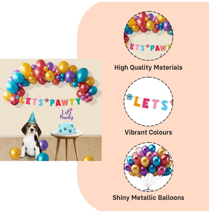 Doggo Birthday Combo ( Cake + Decor) - Red - Lets Pawty