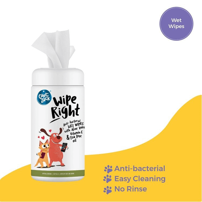Wipe Right Anti-Bacterial Pet Wipes, 80 Wipes