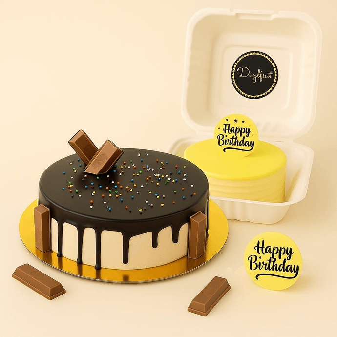 Choco KitKat Drip Cake + Pineapple Bento Cake
