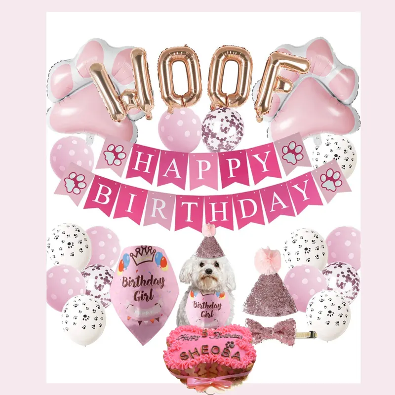 Doggo Birthday Combo ( Cake + Decor) - Pink