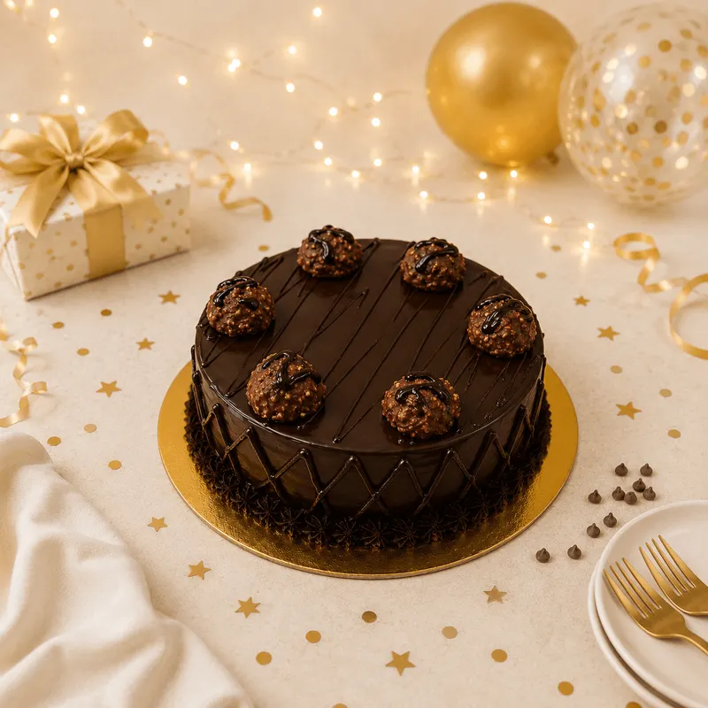 No Cream Ferrero Rocher Chocolate Cake