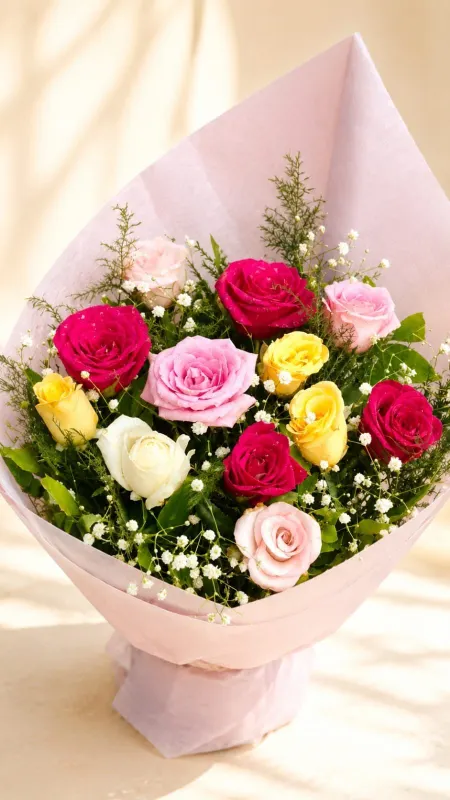 Pastel Bloom – Mixed Roses Bouquet